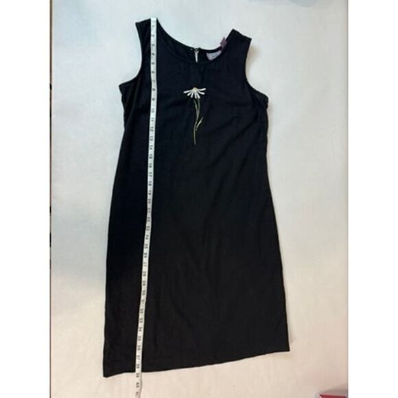 Vintage Embroidered Linen Blend Dress Daisy Black - Size Medium 10 - 12 - Picture 12 of 12